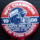 1986 NY GIANTS NFC CHAMPIONS Super Bowl XXI Jan 25, 1987 NFL Football PIN 6"