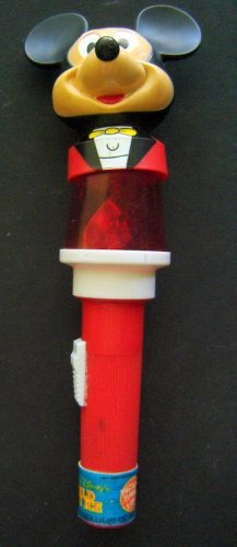 1981 MICKEY MOUSE Red Rotating Strobe FLASHLIGHT World on Ice Walt Disney Prod