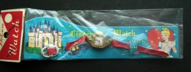 Vintage CINDERELLA Deluxe WATCH Red Band Made in Japan Old Toy Store Stock MIP