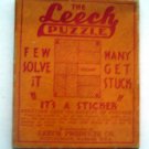Vintage The LEECH PUZZLE Wood "It's a Sticker" Leech Cement Advertising USA