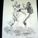 1981 Shell NY GIANTS FB Print Nick Galloway DAVE JENNINGS Launches A Long Punt