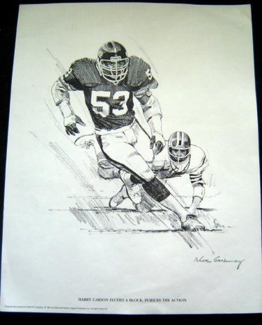 1981 Shell NY GIANTS NFL FB Print Nick Galloway HARRY CARSON Eludes A Block