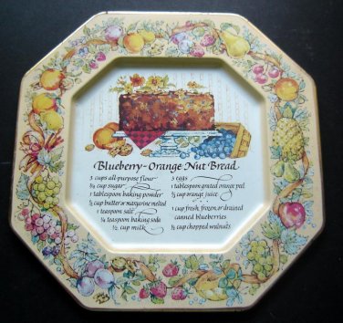 1982 BLUEBERRY NUT BREAD Avon Hospitality Sweets Recipe Metal PLATE England