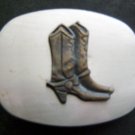 Western BOOTS Silver Color Metal BELT BUCKLE 2 1/4" x 2 3/4" Made in USA