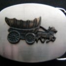 Western Covered WAGON Silver Color Metal BELT BUCKLE 2 1/4" x 2 3/4" Made in USA