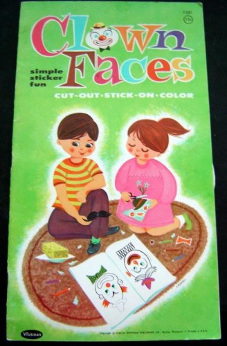 CLOWN FACES Cut-Out Stick-On Color Sticker BOOK 1960 Whitman