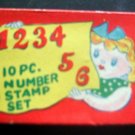 10 Pc. Number STAMP SET Wood Base Metal Case Stamp Pad in Sleeve Box JAPAN