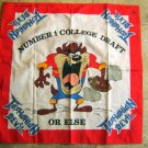 Warner Brothers 1988 Tasmanian Devil TAZ BANDANA 22" Sq Football College Draft 1