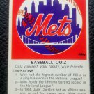 1971 FLEER Insert New York METS Baseball Quiz Card with 3 Questions 2 1/2" x 4"