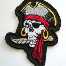PIRATE SKULL with DAGGER Biker PATCH 3 1/4" x 2 1/2"