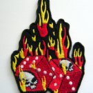 Flaming SKULLS with DICE Biker PATCH 3 1/2" x 2 1/2"