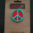 Red & Blue PEACE Symbol Iron On PATCH 1  3/4" Round on Yujean Cardboard Backing