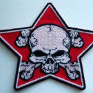SKULL Red Star Biker PATCH 3 3/4" x 3"
