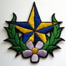 Yellow and Blue Star with Leaf and Flower PATCH 3"