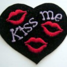 KISS ME Heart Red Lips  PATCH 2 1/2" x 2 3/4"