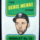 1970 The Dennis MENKE Story 8 Page Cartoon Baseball Booklet # 16 TCG ASTROS