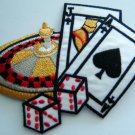 Dice Jack & Ace Cards and Roulette Wheel Gambling Biker PATCH 4" x 4 3/4"