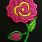Pink FLOWER with Green Stem PATCH 1 3/4" by 3"