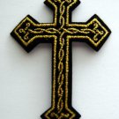 Black CROSS with Gold Detail PATCH  2 1/4" x 3 1/4"