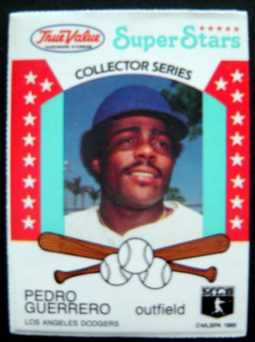 1986 True Value Super Stars Baseball Card Sealed 3 Pack Pedro GUERRERO Top