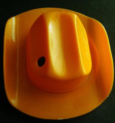 Orange Plastic Cowboy Hat Bottle or Cup Cover with Straw Hole 5" x 4" x 2"