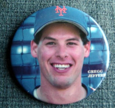 Gregg JEFFERIES New York METS Baseball PIN 3" Round