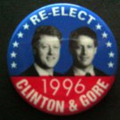 Re-Elect CLINTON & GORE 1996 Presidential Political Campaign PIN 2 1/4" Round
