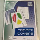 Top Flight Report Covers, Clear Plastic With Assorted Color Slip Grips, 3 Covers