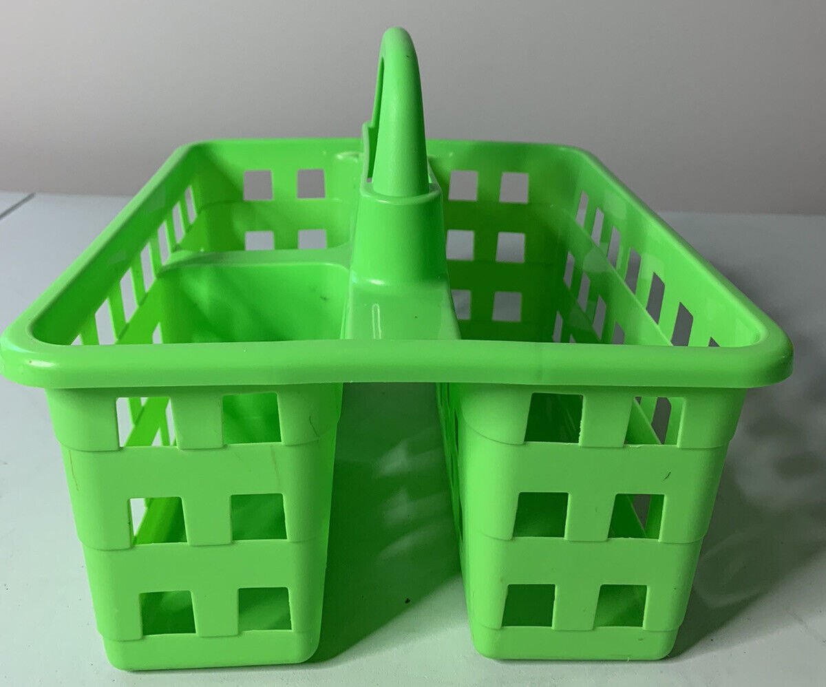 Plastic basket with divider and handle