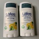 2x Lafe's Natural Deodorant Stick ACTIVE Citrus & Bergamot Aluminum-Free 2.25oz 2x Lafe's Natural Deodorant Stick ACTIVE Citrus & Bergamot Aluminum-Free 2.25oz