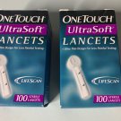 200 One Touch Ultra Soft Lancets 2 boxes of 100 Each Sealed NIB