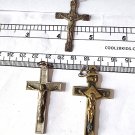 ANTIQUE RELIGIOUS Christian CROSS CRUCIFIX PENDANT Jesus Christ LOT OF 3 #1
