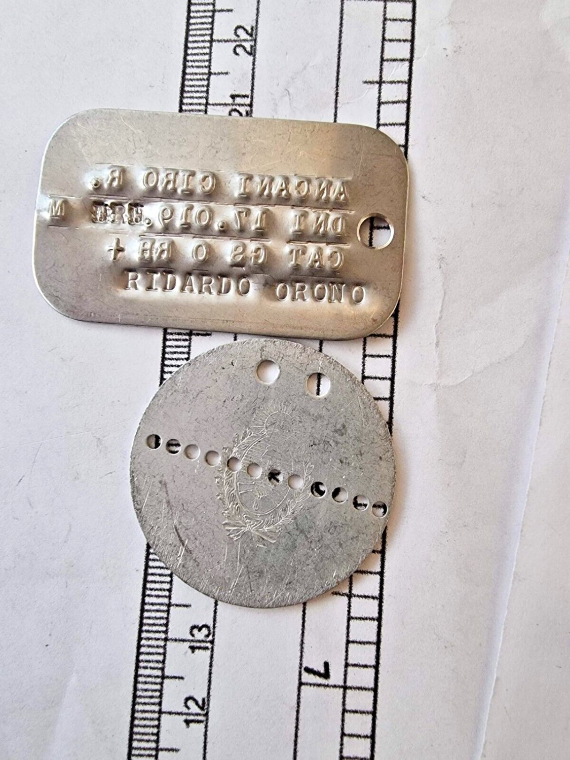 Argentina Army Air Force  Navy Dogtag Dog Tag Badge   SET OF 2 #3