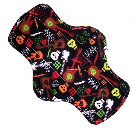Cloth Pantyliner 9" Hard Rock Skulls