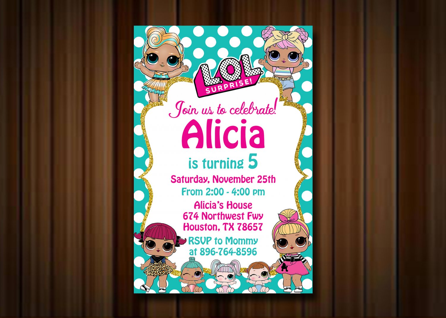 Birthday Invitation, Lol Doll Invitations