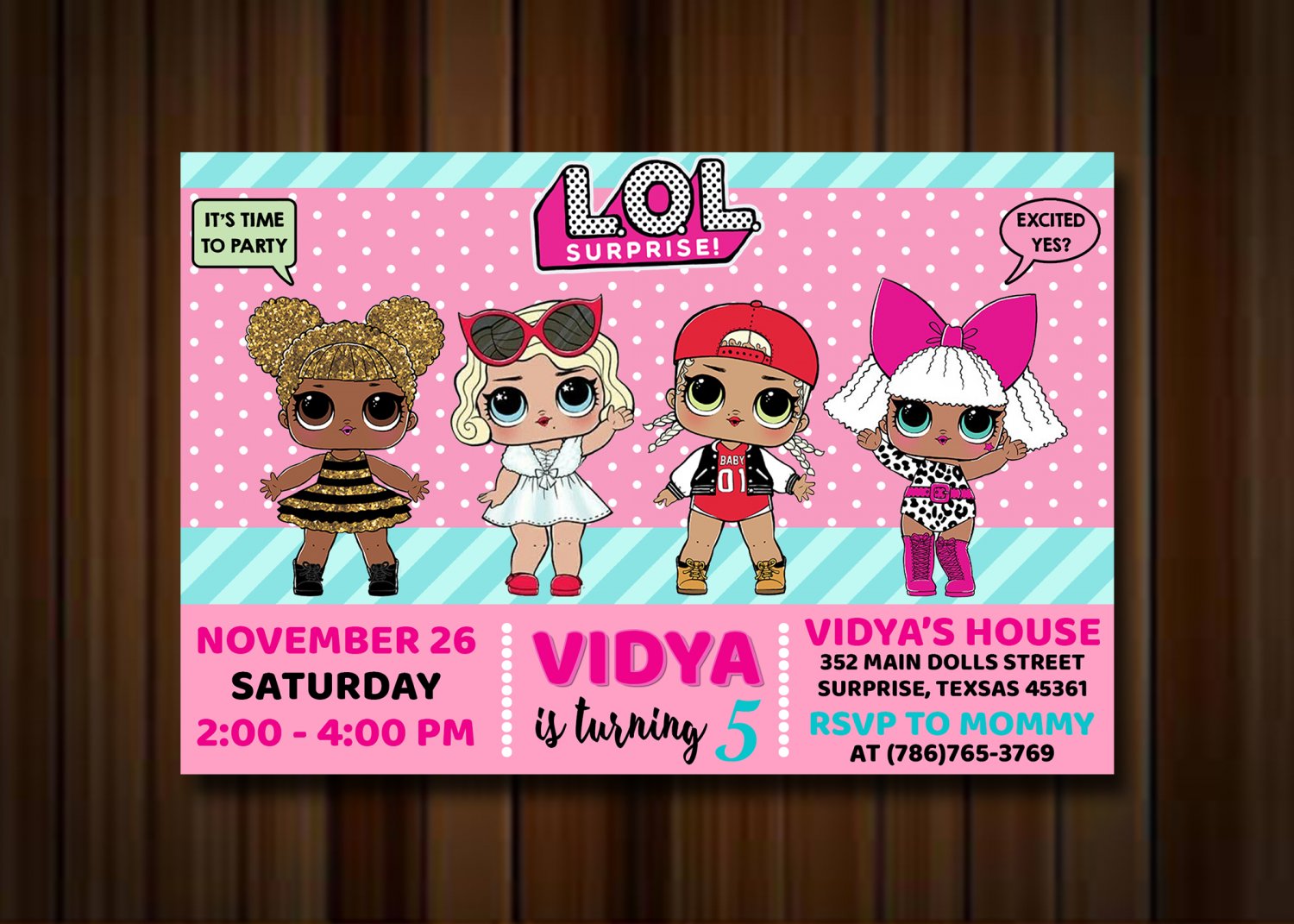 Birthday Invitation, Lol Doll Invitations