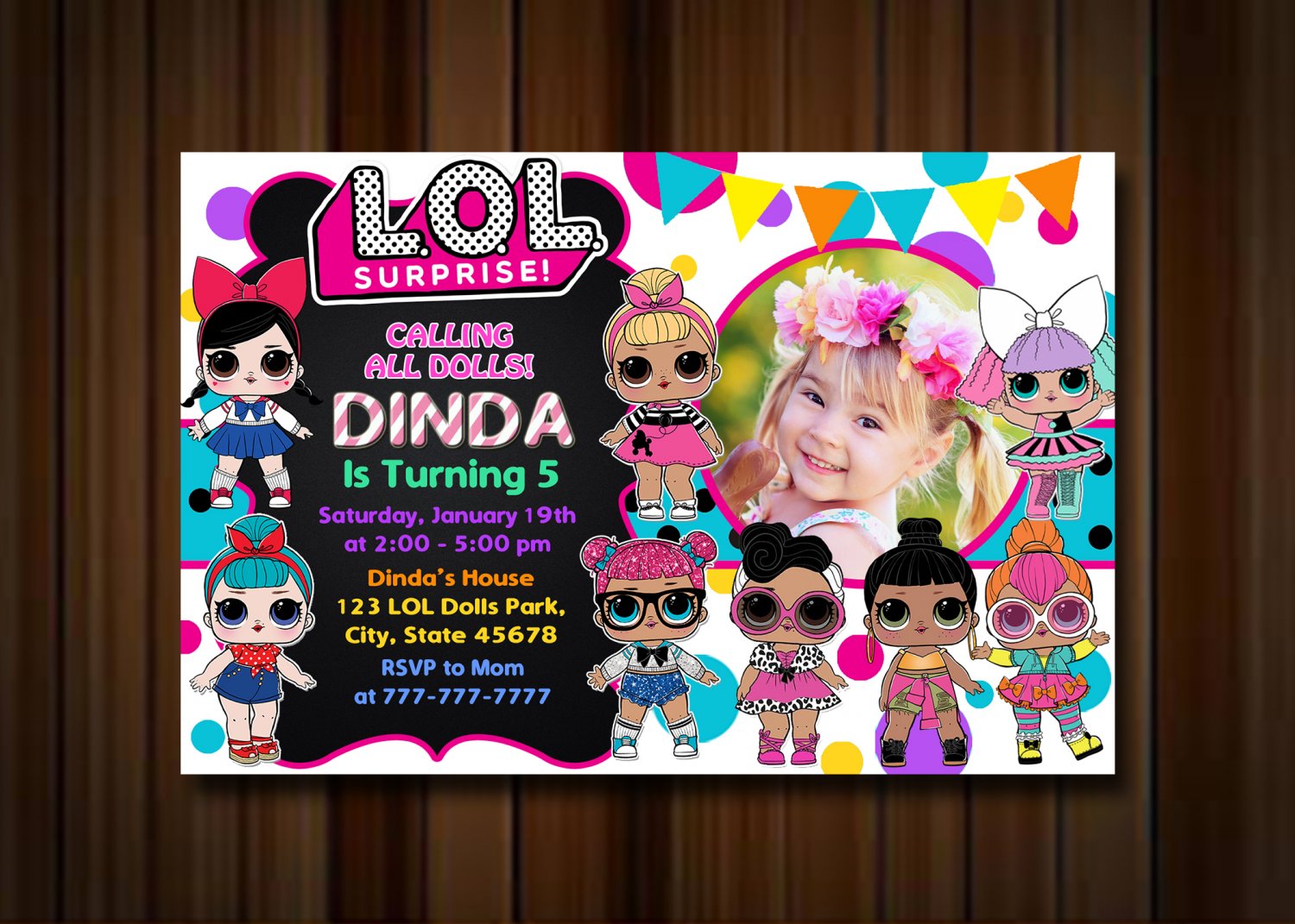 Birthday Invitation, Lol Doll Invitations