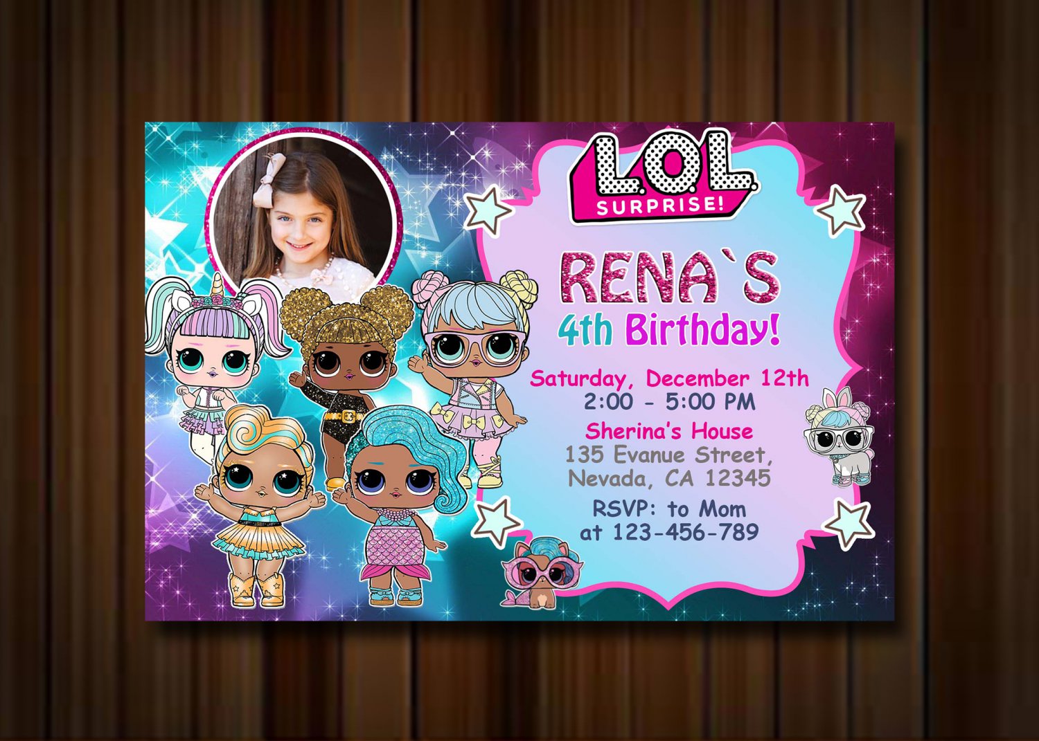 Birthday Invitation, Lol Doll Invitations