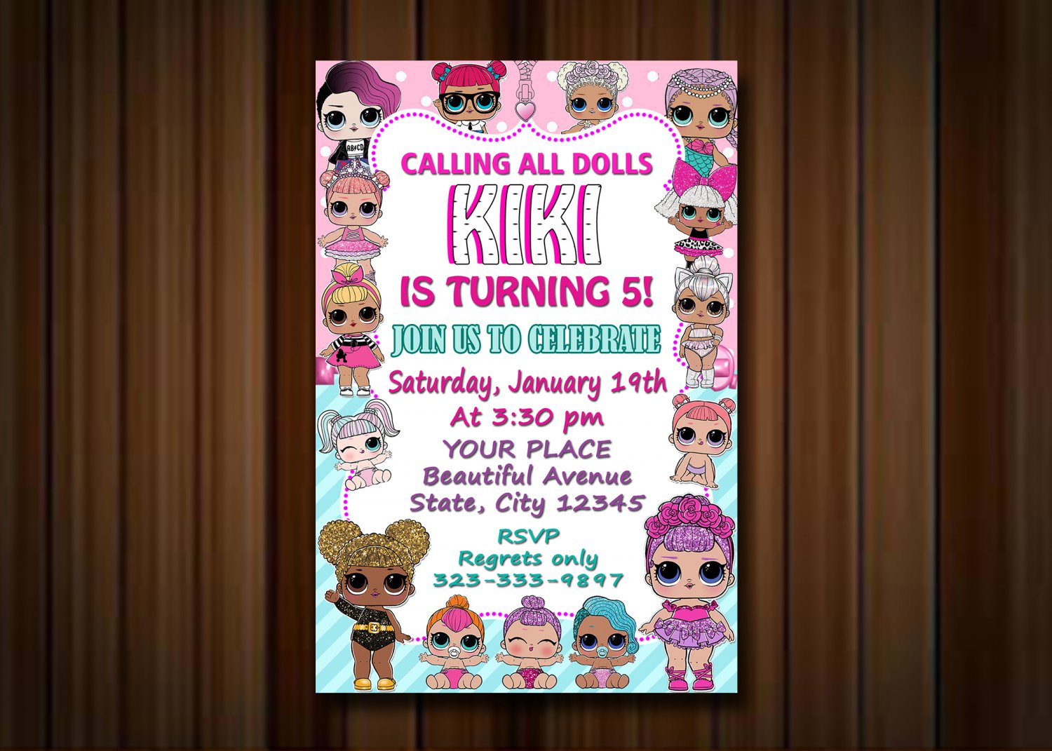 Birthday Invitation, Lol Doll Invitations