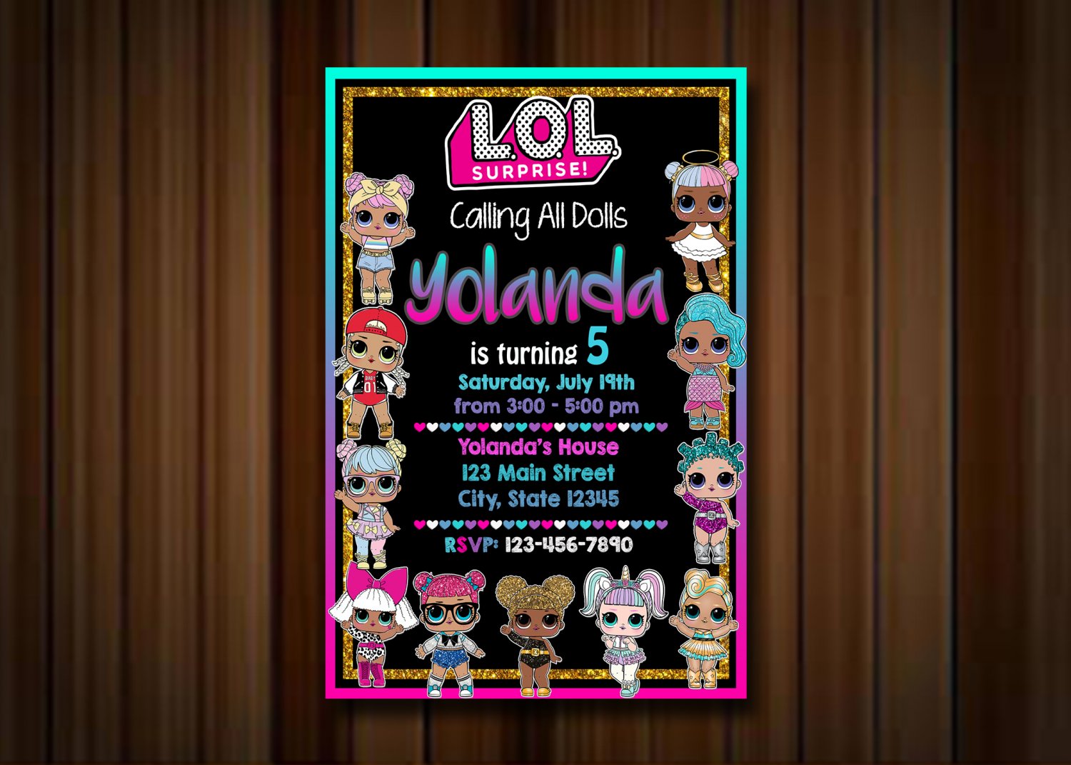 Birthday Invitation, Lol Doll Invitations