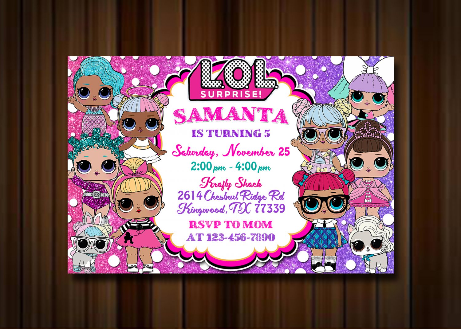 Birthday Invitation, Lol Doll Invitations