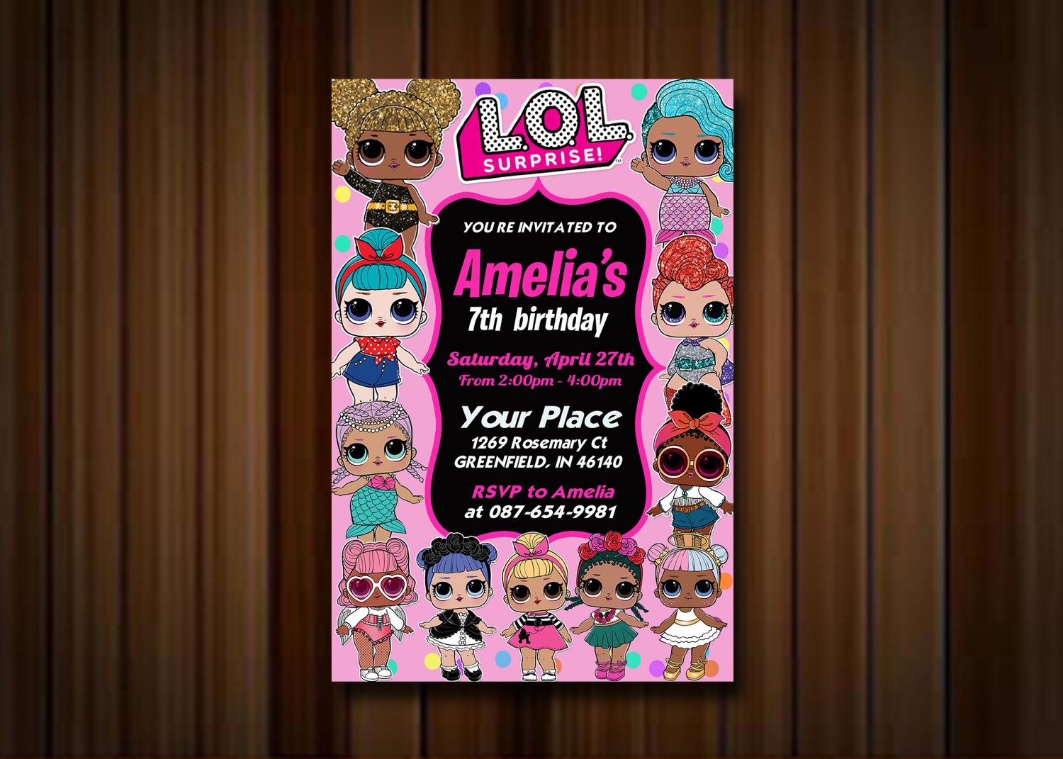 Birthday Invitation, Lol Doll Invitations