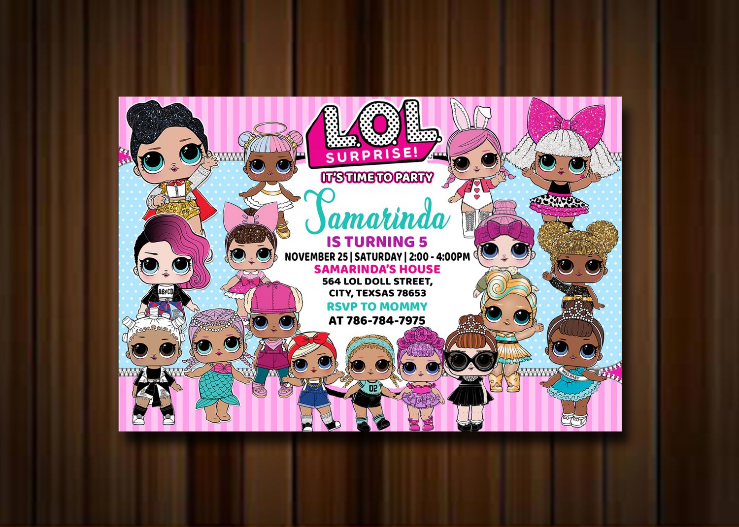 Birthday Invitation, Lol Doll Invitations