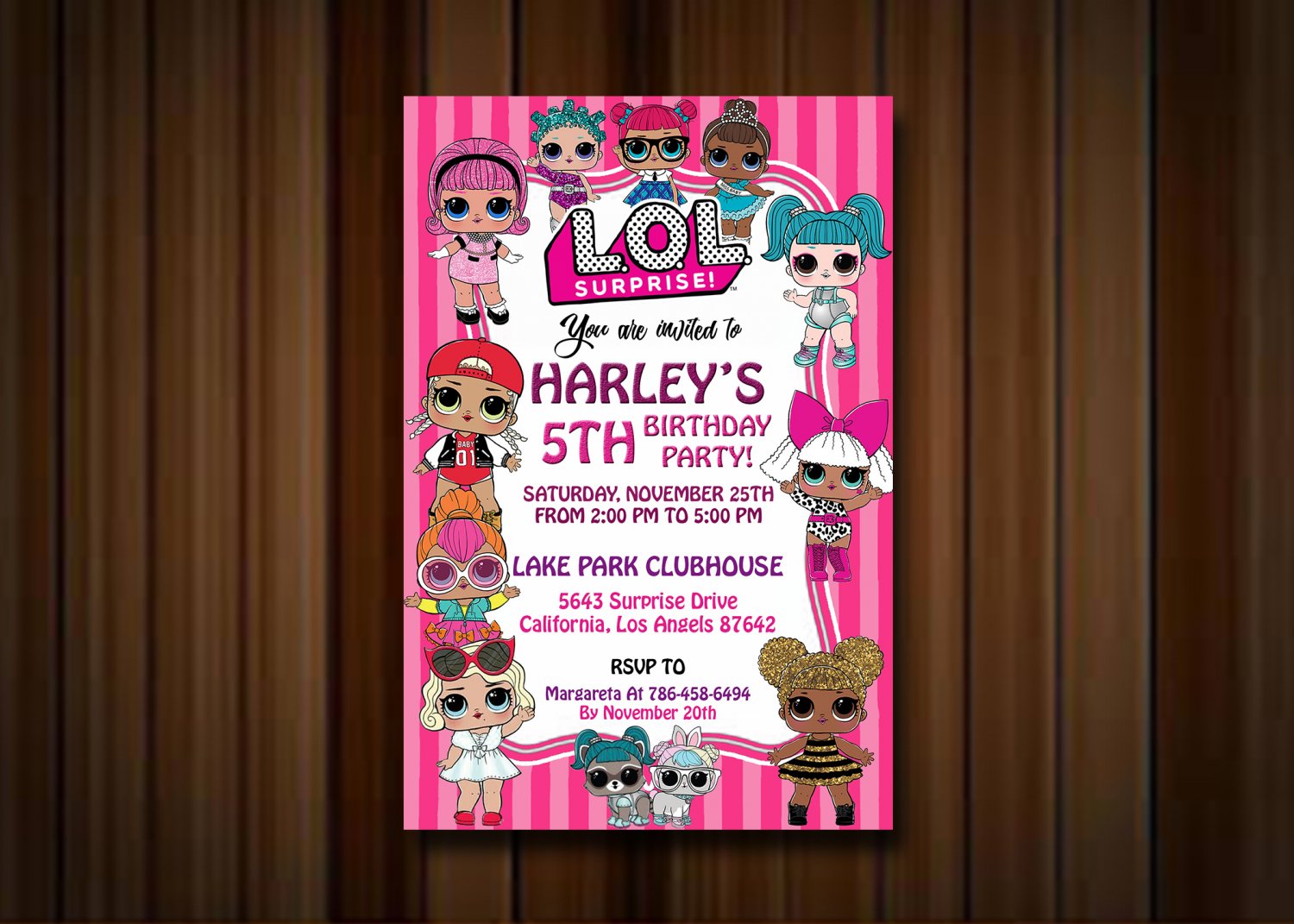 Birthday Invitation, Lol Doll Invitations