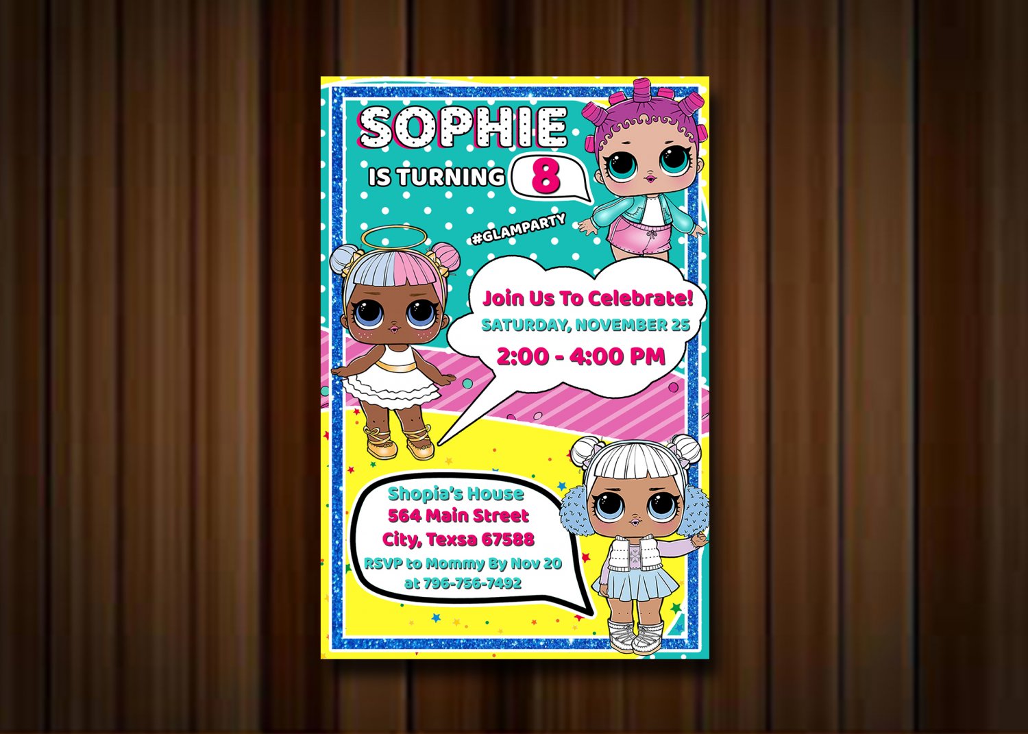 Birthday Invitation, Lol Doll Invitations