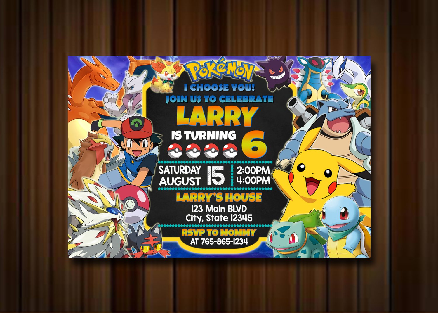 Pikachu Birthday Invitation, Pokemon Birthday Invitation, Digital Kids ...