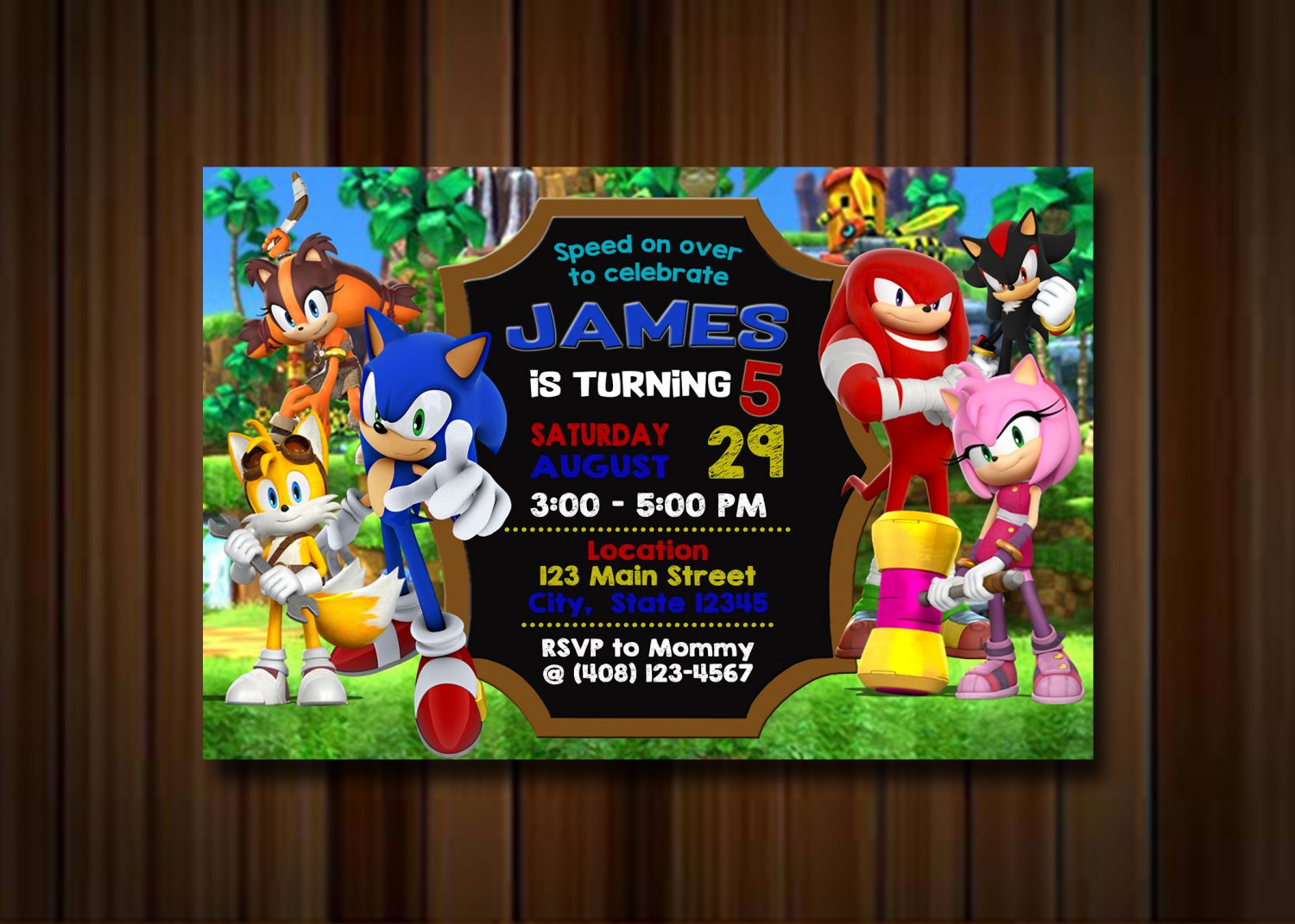 Sonic Birthday Invitation, Sonic invite, super hedgehog, super sonic