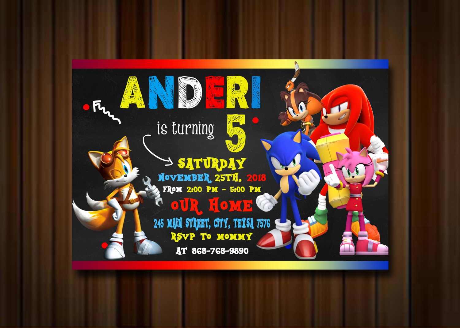 Sonic Birthday Invitation, Sonic invite, super hedgehog, super sonic
