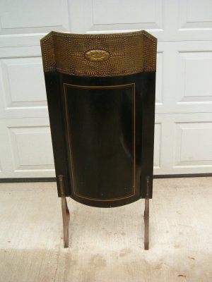 Black Tin & Brass Fire Shield Screen 1920's