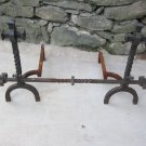 Handwrought  Andirons W/Fender Cross Piece 1830's 1850's